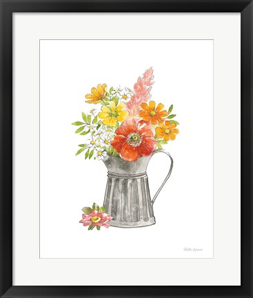 Framed Farmhouse Floral VII White Print