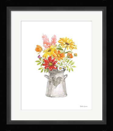 Framed Farmhouse Floral VI White Print