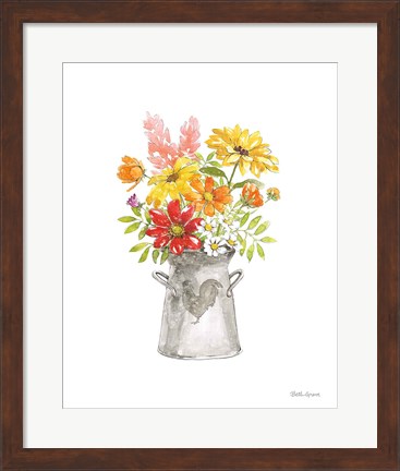 Framed Farmhouse Floral VI White Print
