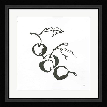 Framed Cherries BW Print