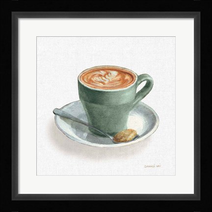 Framed Wake Up Coffee II Linen Sage Print