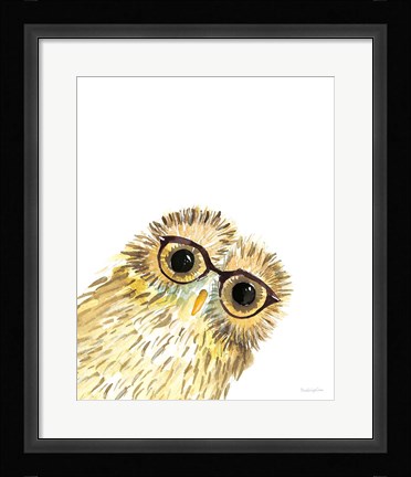 Framed Owl in Glasses Print