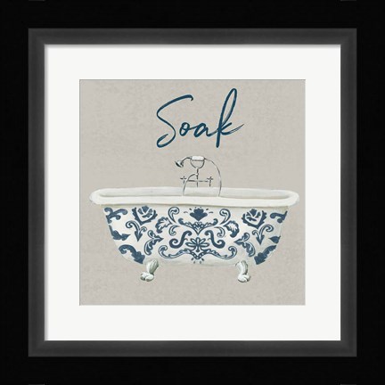 Framed Cottage Bath II Gray Print