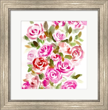 Framed Bunches of Pink Square Print