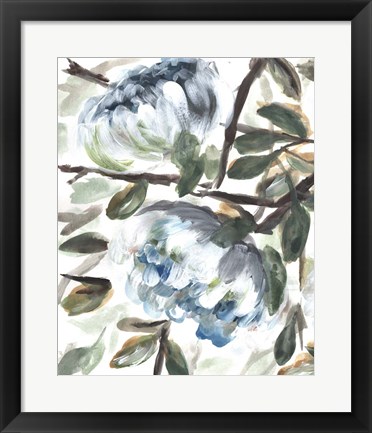 Framed Farmhouse Blue Bush I Print
