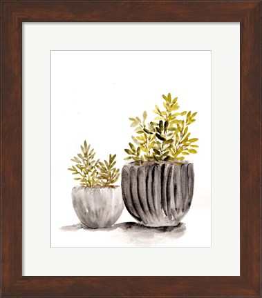 Framed Gray Potted Plants Print