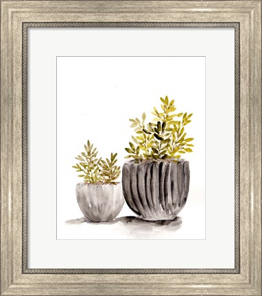 Framed Gray Potted Plants Print