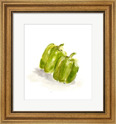 Framed Veggie Sketch plain VIII-Green Pepper Print