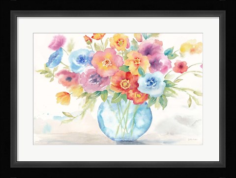 Framed Bright Poppies Vase Print