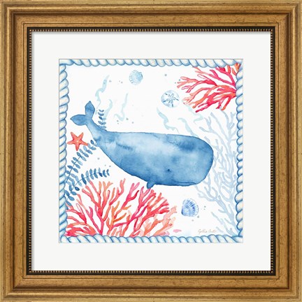 Framed Nautical Sea Life II-Whale Print