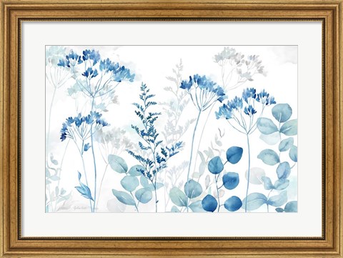 Framed Botanical Landscape Indigo Print