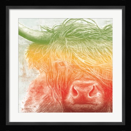 Framed Norwegian Bison rainbow Print