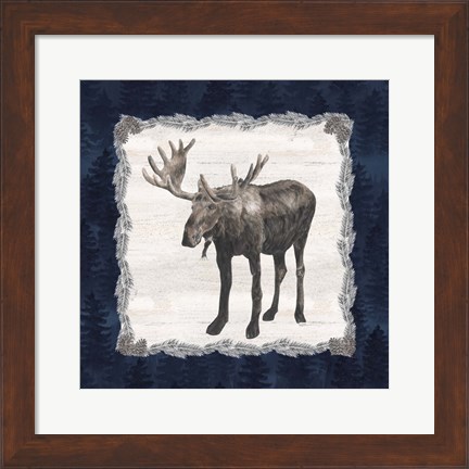 Framed Blue Cliff Mountains IV-Moose Print