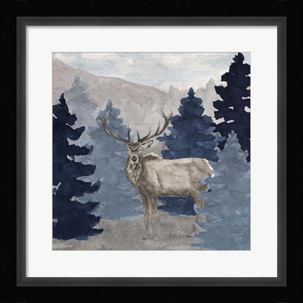 Framed Blue Cliff Mountains scene III-Elk Print