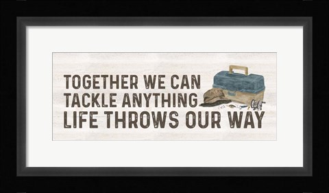 Framed Less Talk More Fishing panel VI-Tackle Print