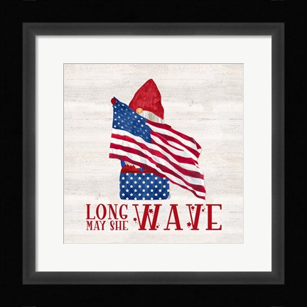 Framed Patriotic Gnomes V-Long may she wave Print