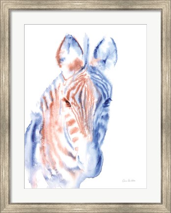 Framed Copper and Blue Zebra Print