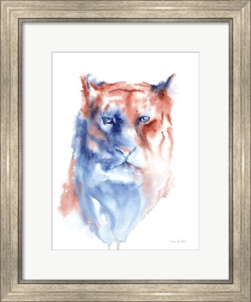 Framed Copper and Blue Lioness Print