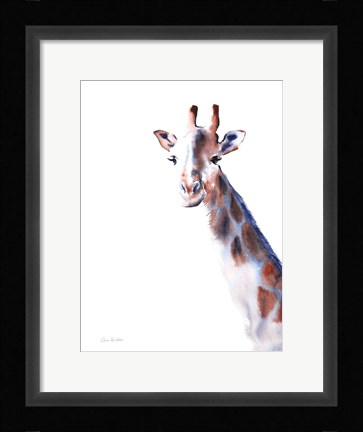 Framed Copper and Blue Giraffe Print