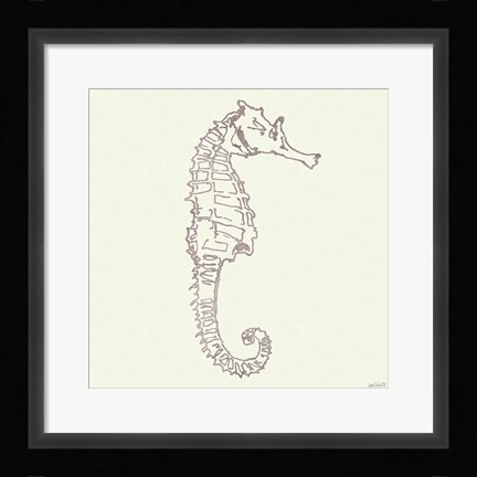 Framed Coastal Breeze Shell Sketches II Silver Print