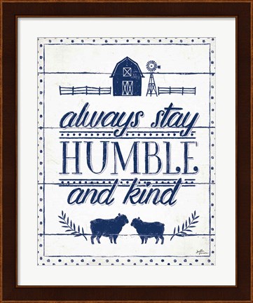 Framed Country Thoughts IV Indigo White Print