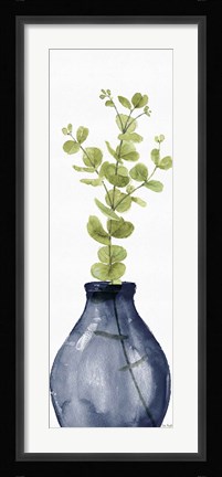 Framed Mixed Greenery II Navy Print