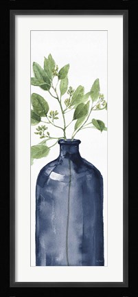Framed Mixed Greenery I Navy Print