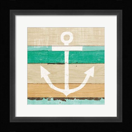 Framed Beachscape III Anchor Green Print