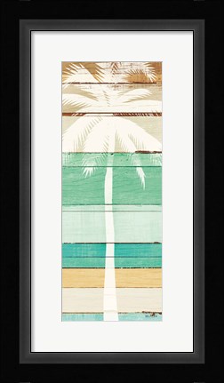 Framed Beachscape Palms V Green Print