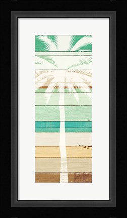 Framed Beachscape Palms IV Green Print