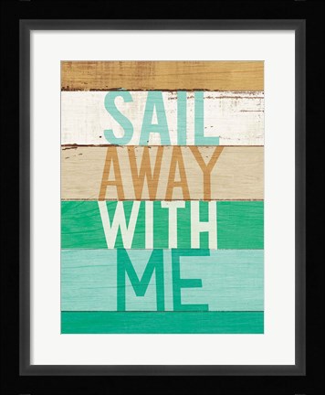 Framed Beachscape Inspiration VII Green Print