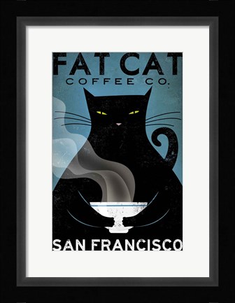 Framed Cat Coffee Print
