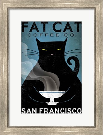 Framed Cat Coffee Print