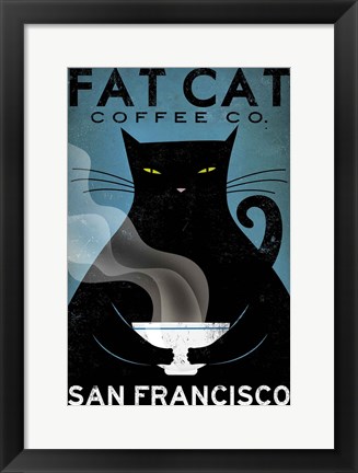Framed Cat Coffee Print