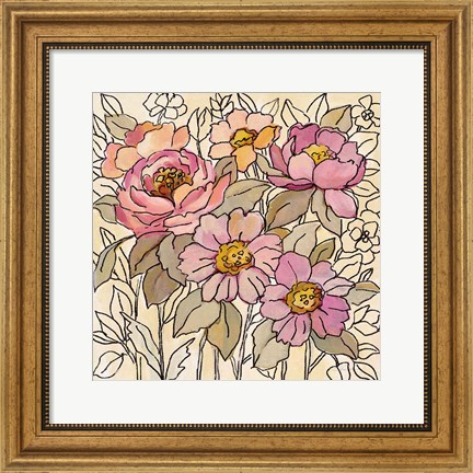 Framed Spring Lace Floral I Print