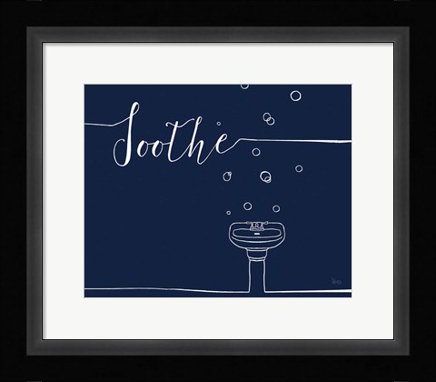 Framed Underlined Bath VII Navy Print