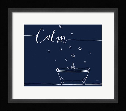 Framed Underlined Bath VI Navy Print