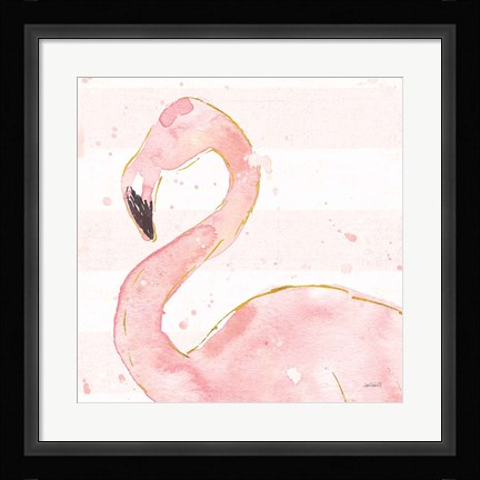 Framed Flamingo Fever III Light No Words Print