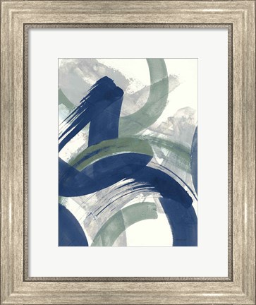 Framed Navy Brushy Abstract II Print