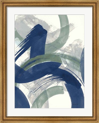 Framed Navy Brushy Abstract II Print