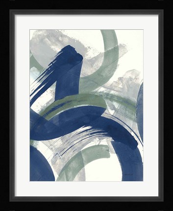 Framed Navy Brushy Abstract II Print