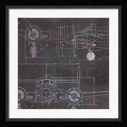 Framed Plane Blueprint III Print