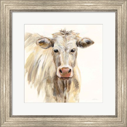 Framed White Cow Print
