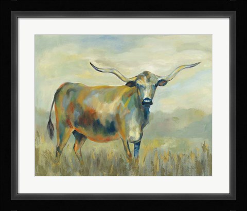 Framed Colorful Longhorn Cow Print