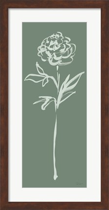 Framed Floral Line II Green Print