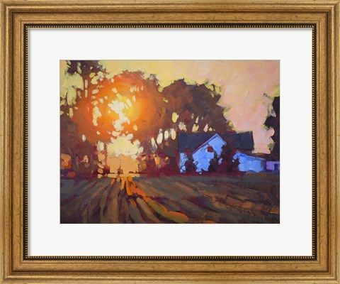 Framed Sunrise Over Farmhouse Print