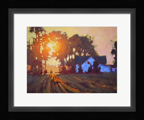Framed Sunrise Over Farmhouse Print