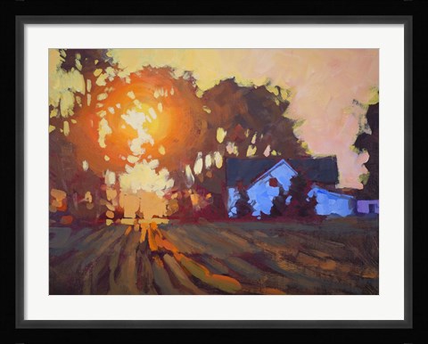 Framed Sunrise Over Farmhouse Print