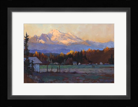 Framed Late October Light Mt. Baker Print
