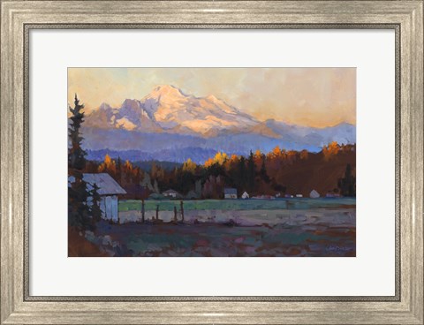 Framed Late October Light Mt. Baker Print